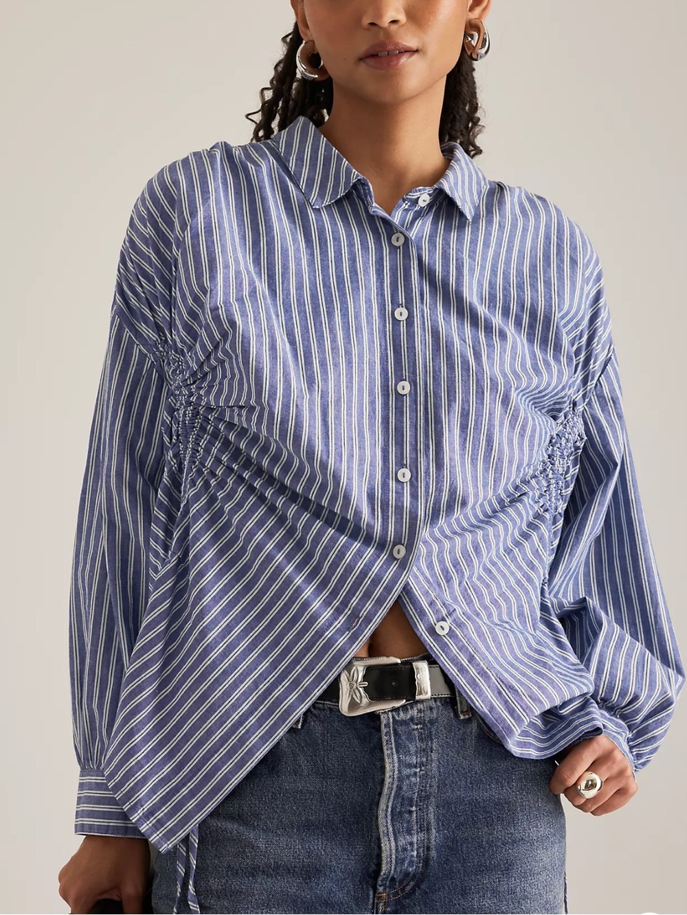 Pilcro Reworked Ruched Drawstring Shirt - Picture 2 of 8